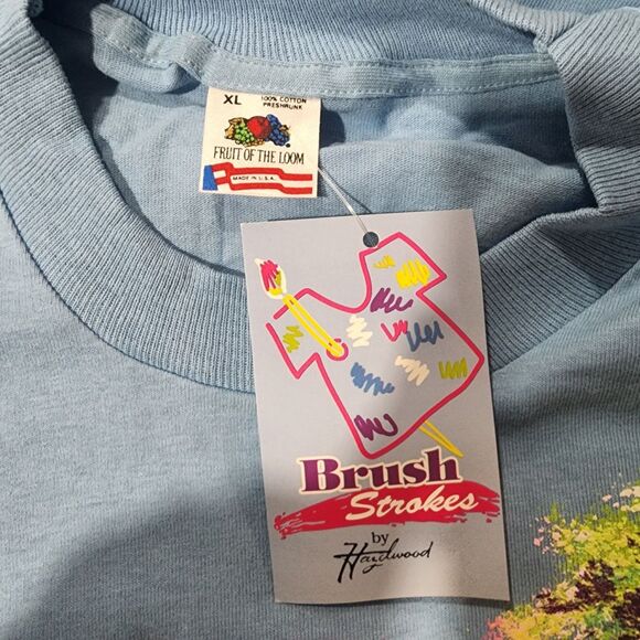 Fruit Of The Loom Brushstrokes By Hazelwood Single Stitch Tee Shirt Deadstock XL - Picture 4 of 9